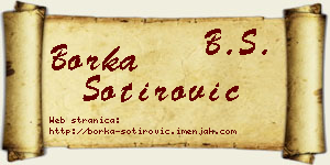 Borka Sotirović vizit kartica